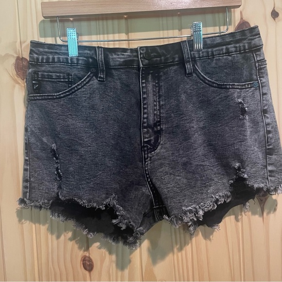 KanCan Black Distressed Jean Shorts - Picture 1 of 9